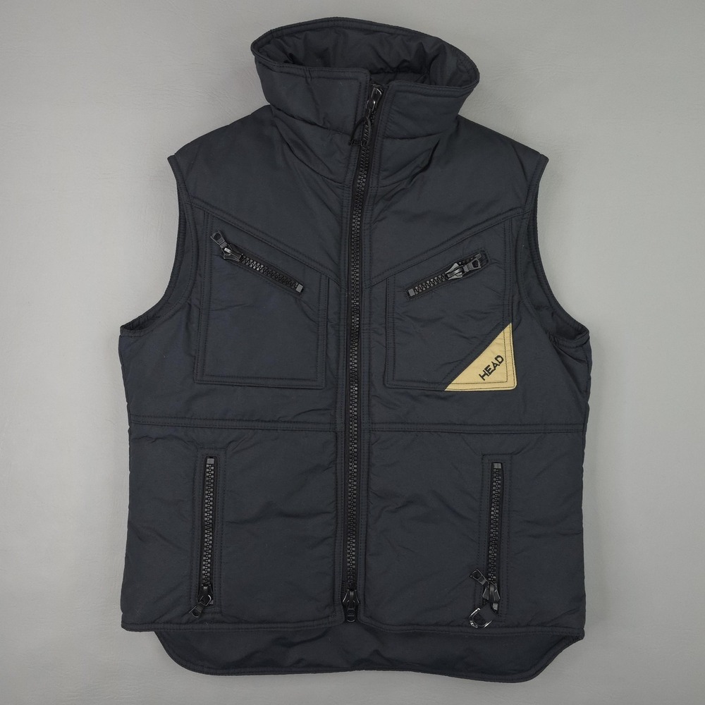 Vintage HEAD Vest Mens Large Black Nylon Down Puffer Ski Outdoor Hong Kong